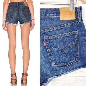 Levi’s • 501 High Waisted Cut Off Jean Shorts 29